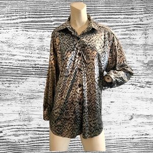 Vintage Womens Silky Button Up Top
